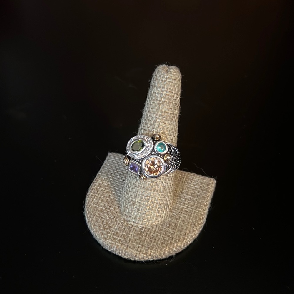 Balinese multi gemstone Silver ring